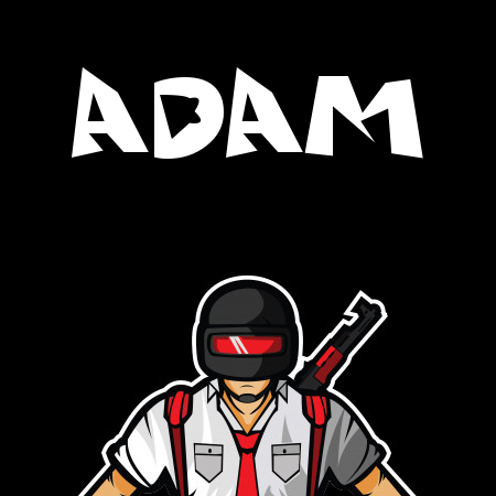 إسم ADAM مكتوب على شعار ببجي موبايل